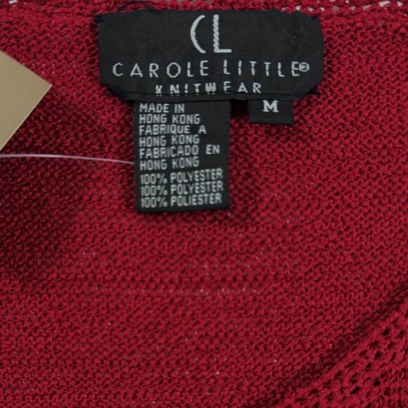 Carole Little Red Open Knit Sweater M Lace Hem Lightweight Semi Sheer NWT - Picture 7 of 11